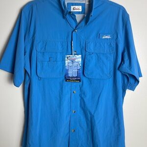 World wide sportsman size (L) Blue Fishing Shirt NWT